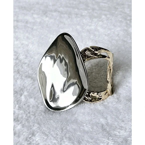 ALEXIS BITTAR liquid-molten rocky disk link Swarovski crystal bracelet cuff $435 - Picture 8 of 12